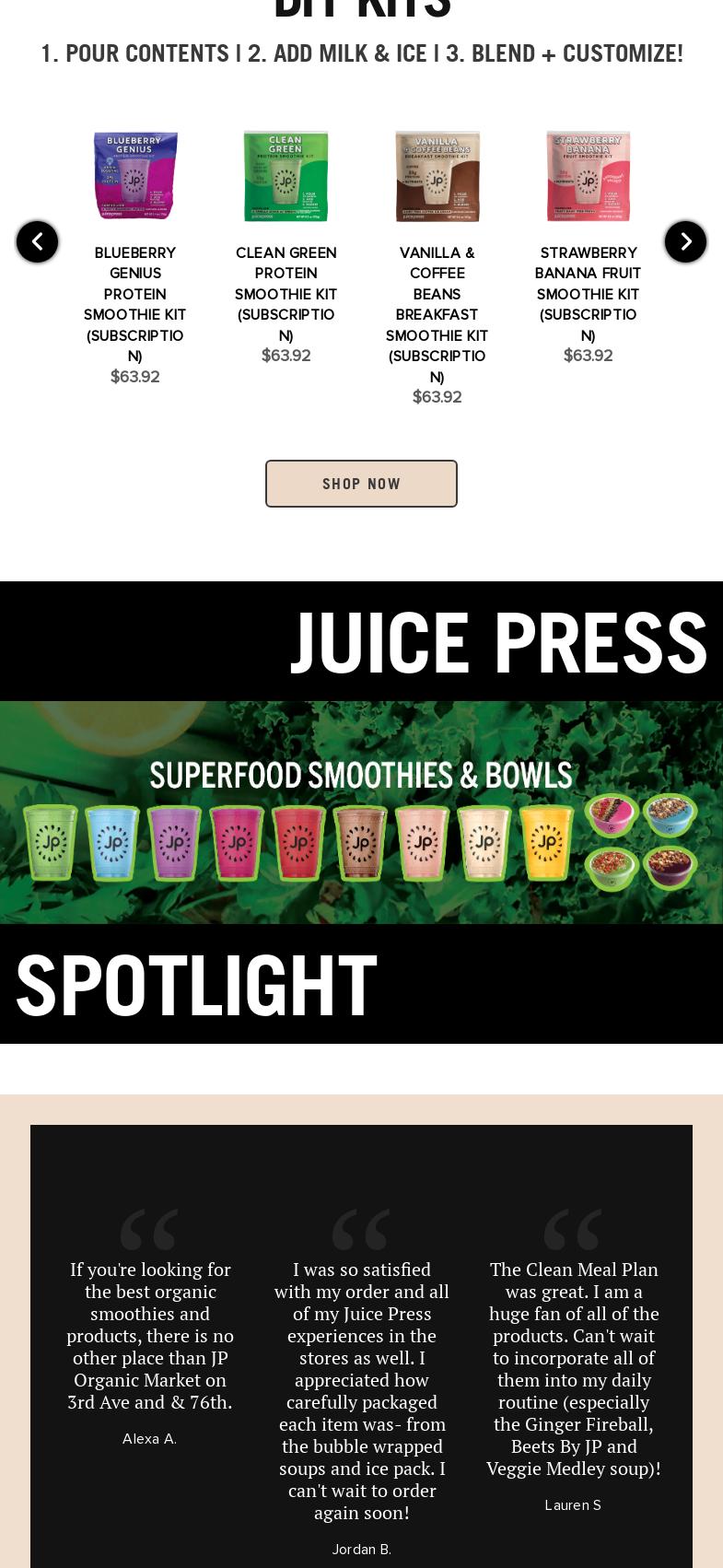 Juice Press Menu