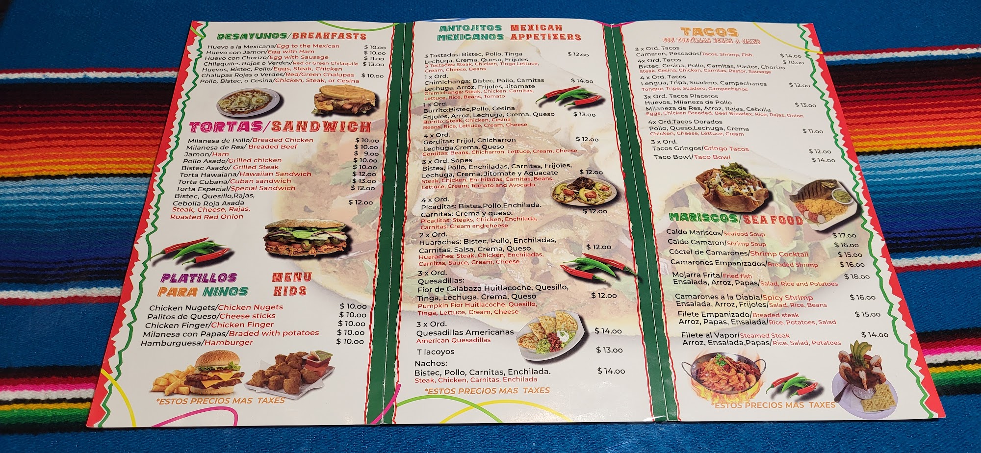 Sabor A Mexico Menu