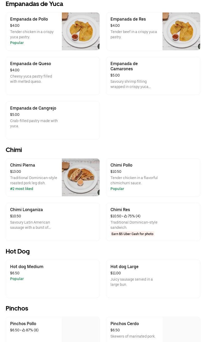 Cocina Papá Andrés Menu