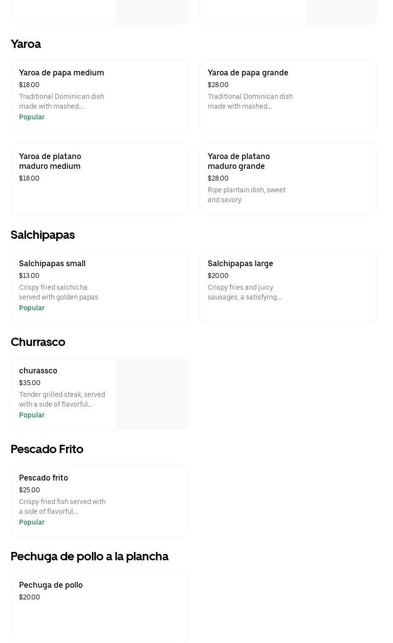 Cocina Papá Andrés Menu