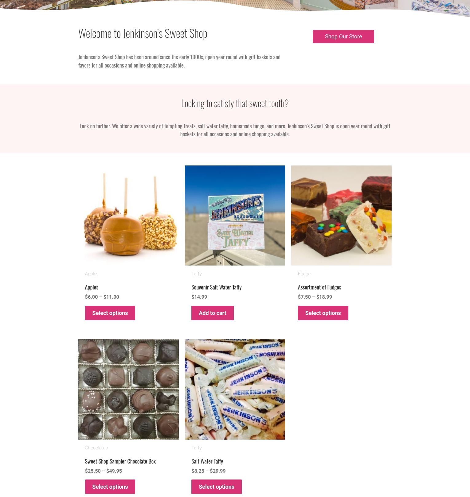 Jenkinson's Ice Cream & Sweet Menu