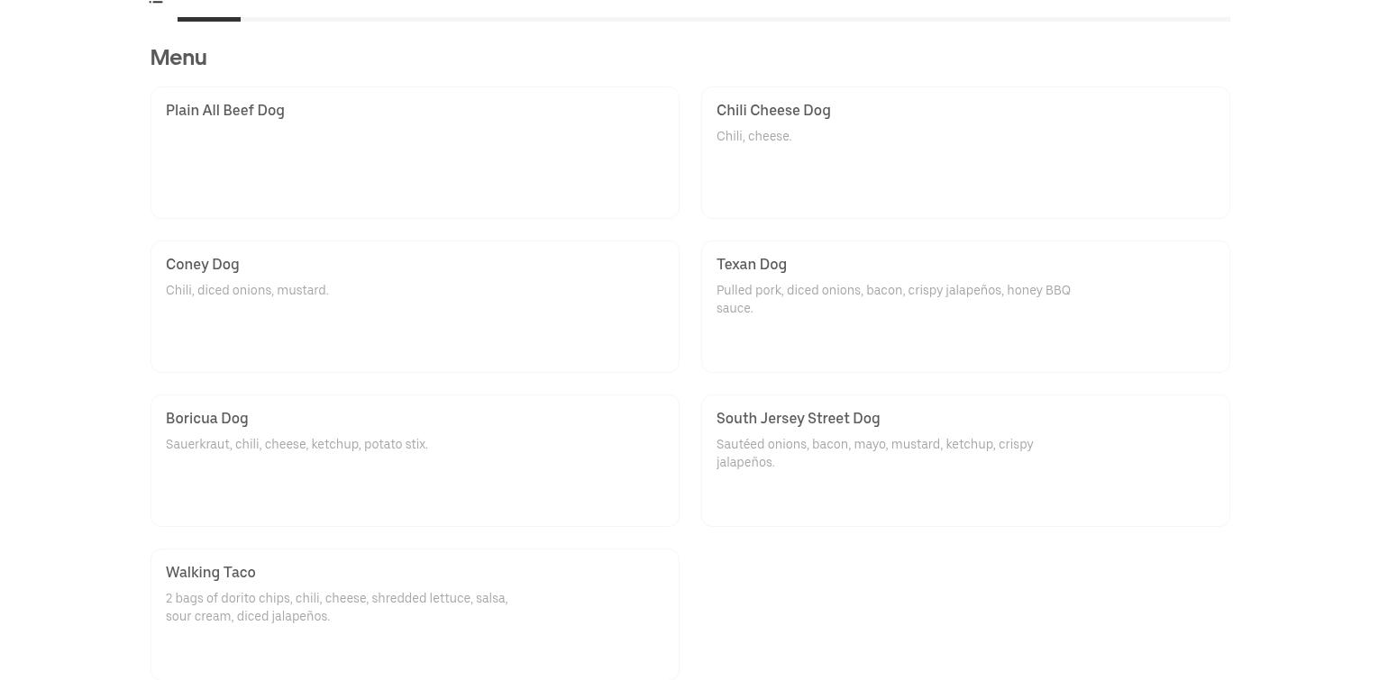 G&G Hot Dogs Menu
