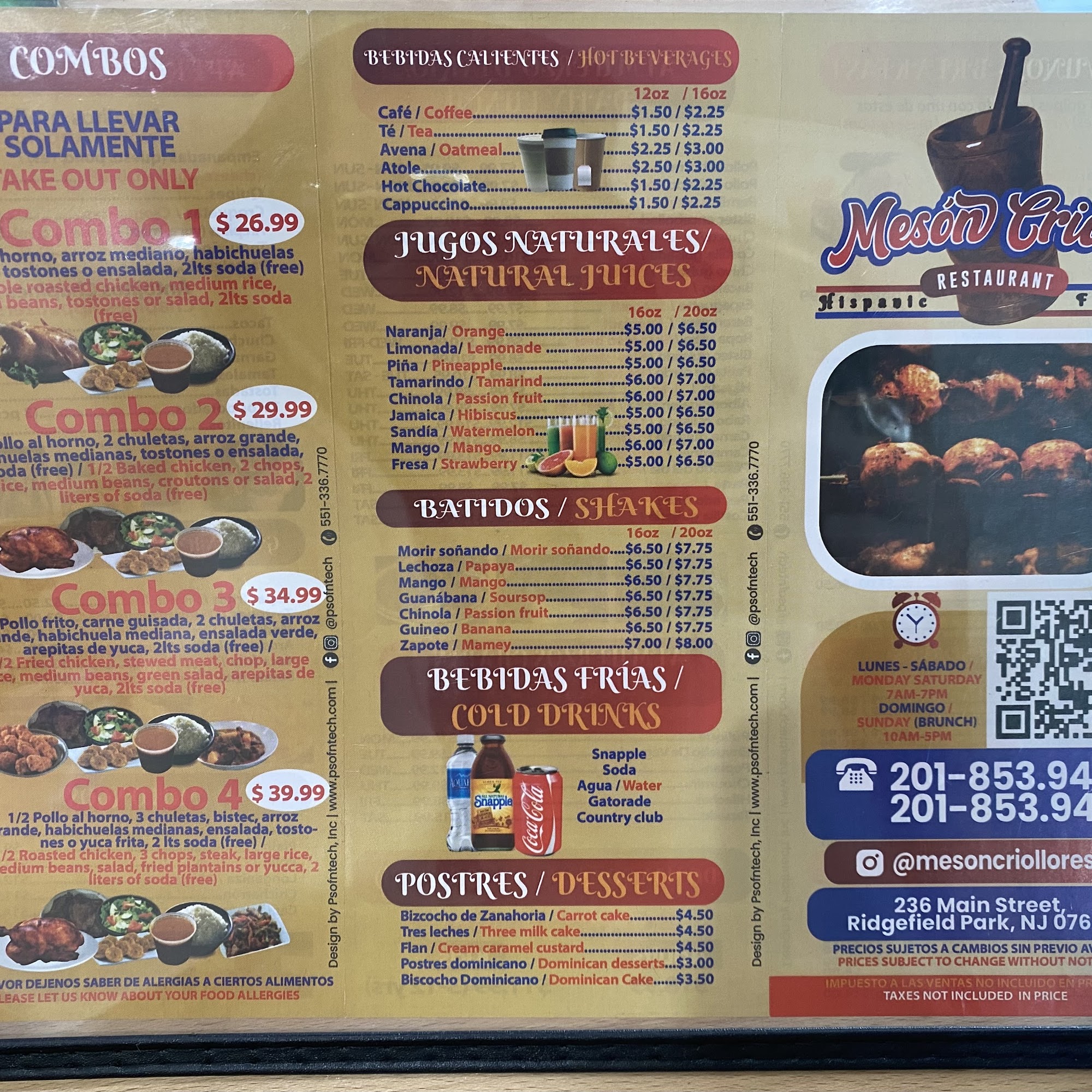 Mesón Criollo Menu