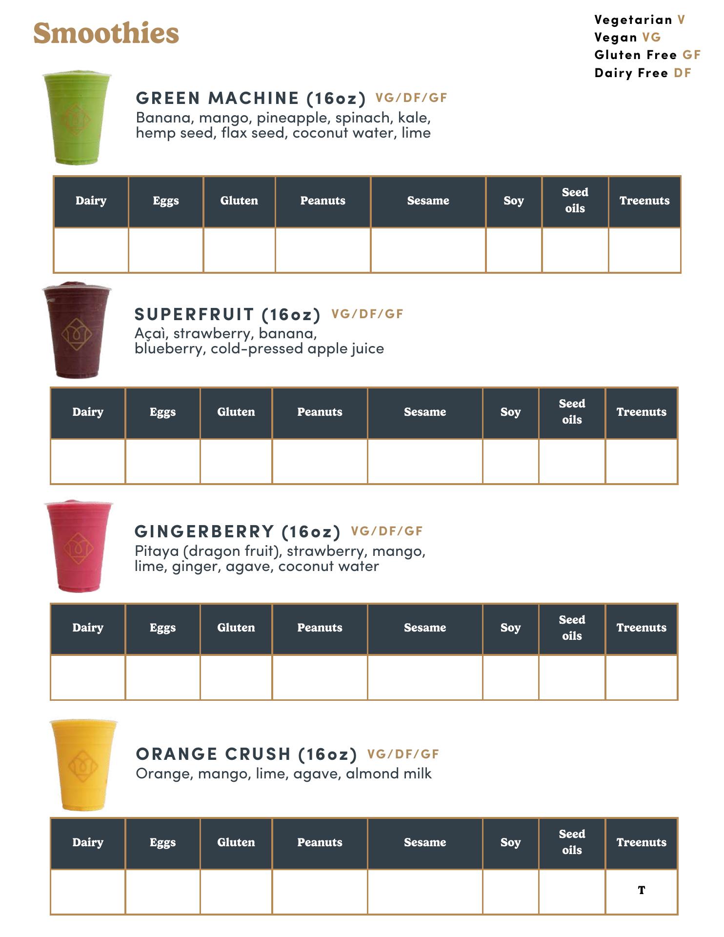Toastique Menu