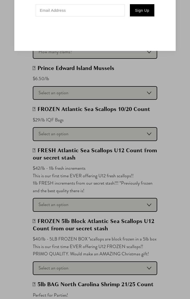 Scallop Shack Farms Menu