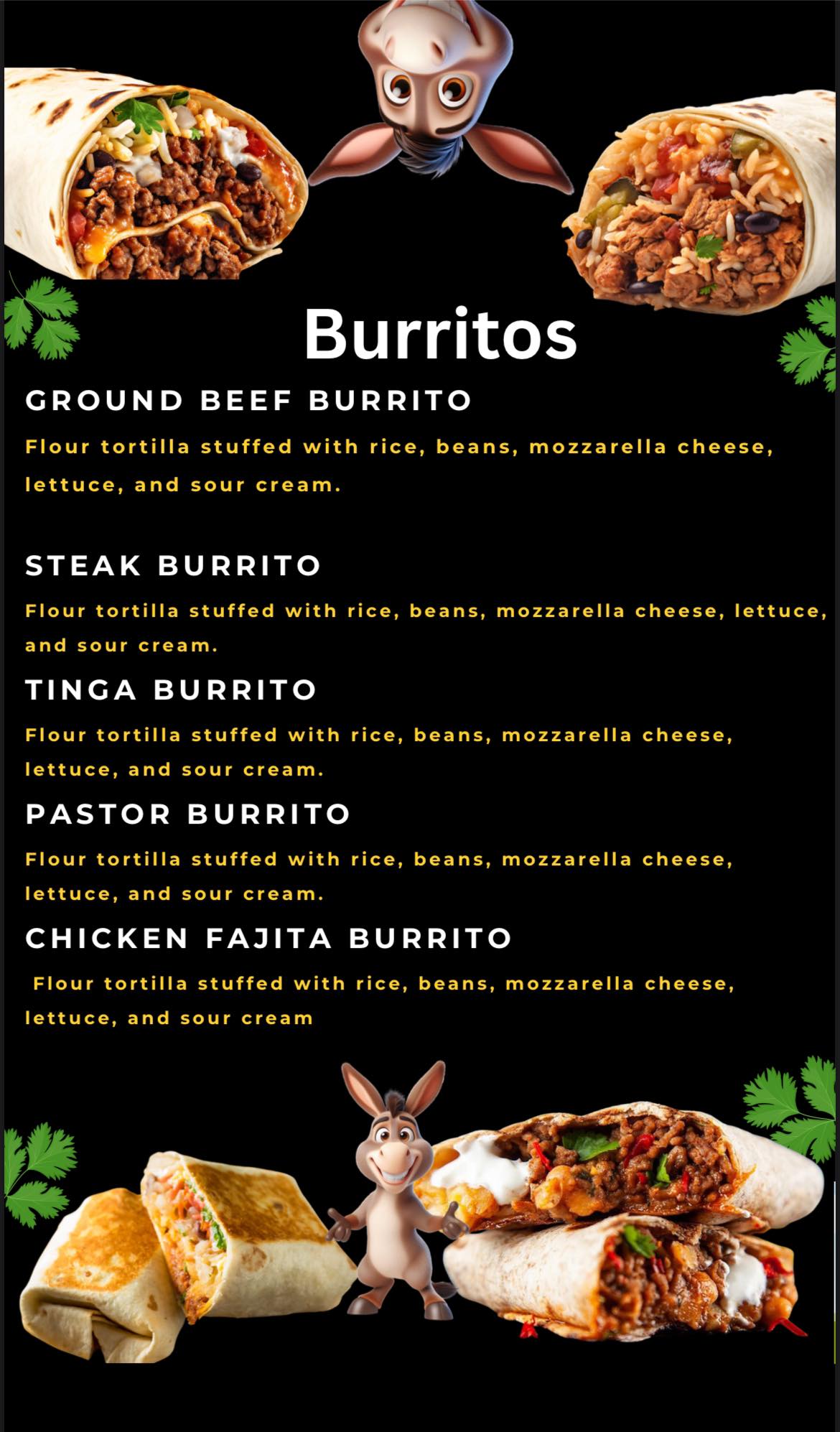 Mr Donkey Menu