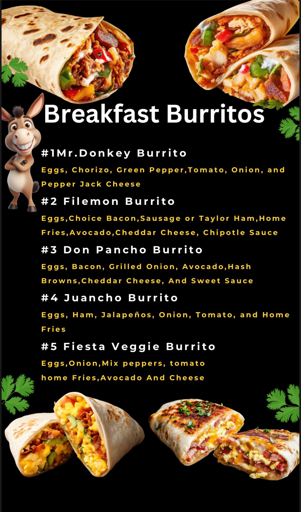 Mr Donkey Menu