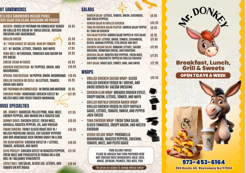 Mr Donkey Menu