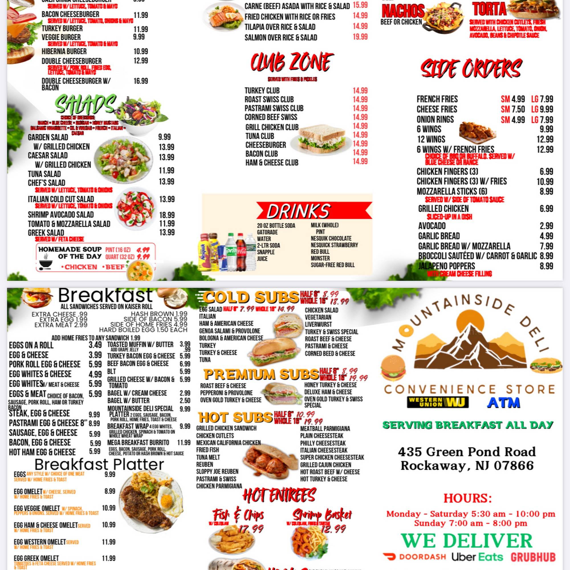 Mountainside Deli & Convenience Store Menu