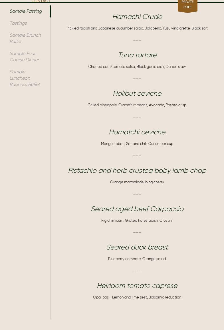 Subar & Co. Menu