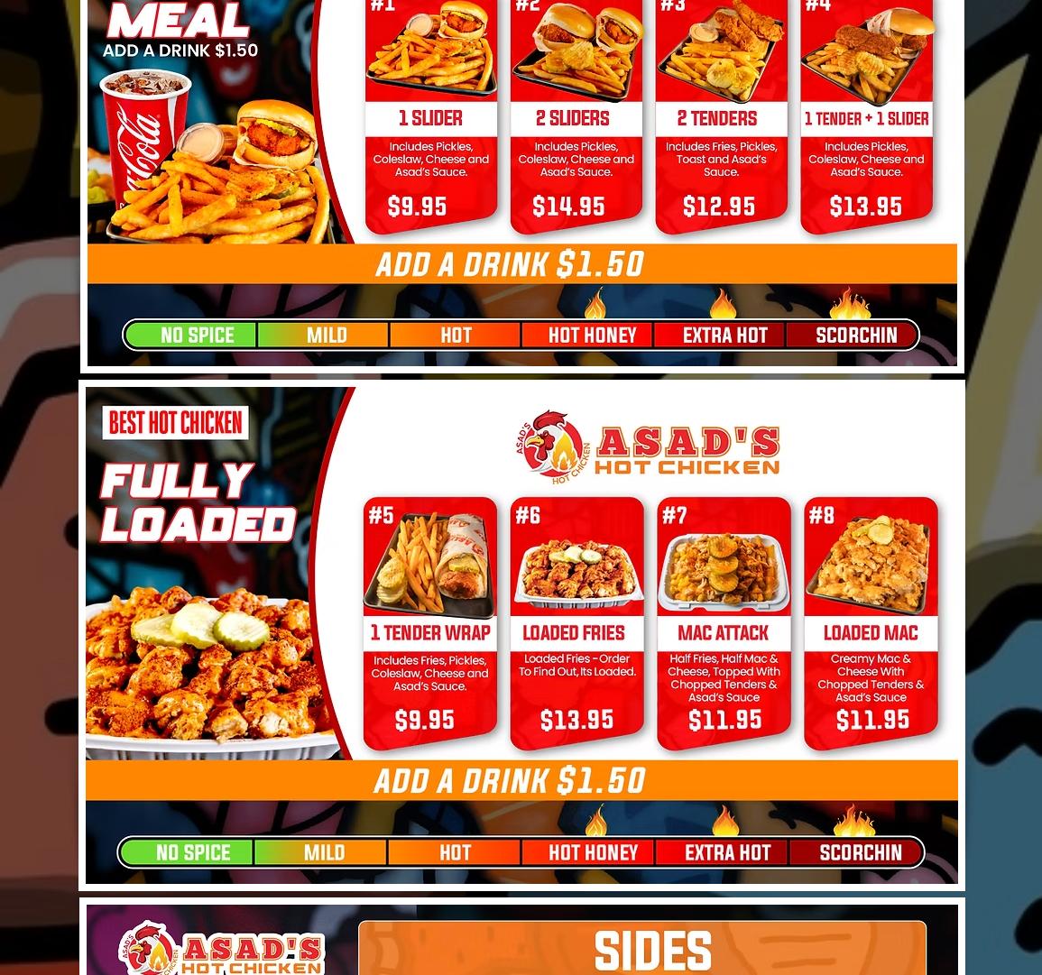 Asad’s Hot Chicken Menu