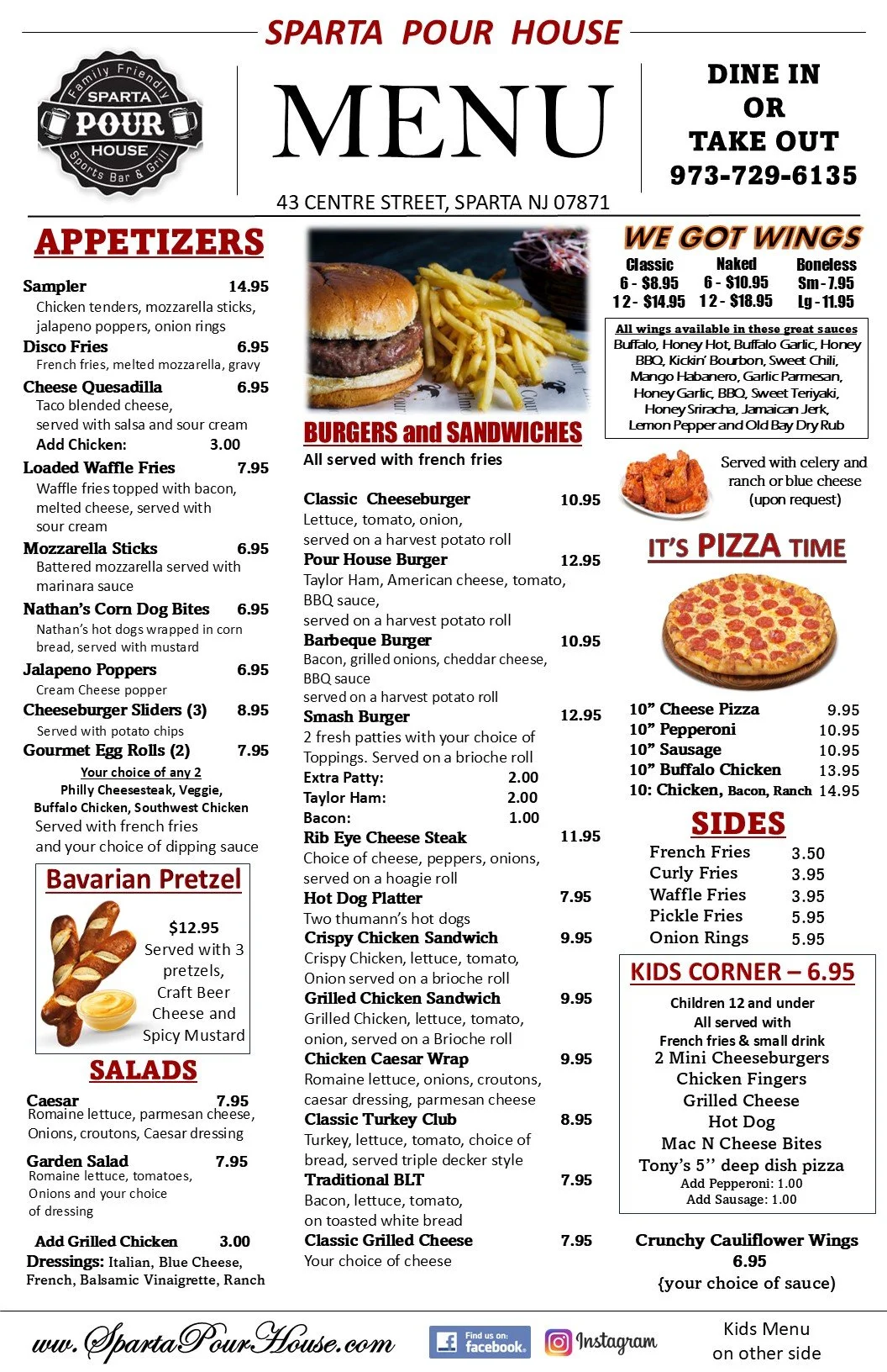 Sparta Pour House Menu