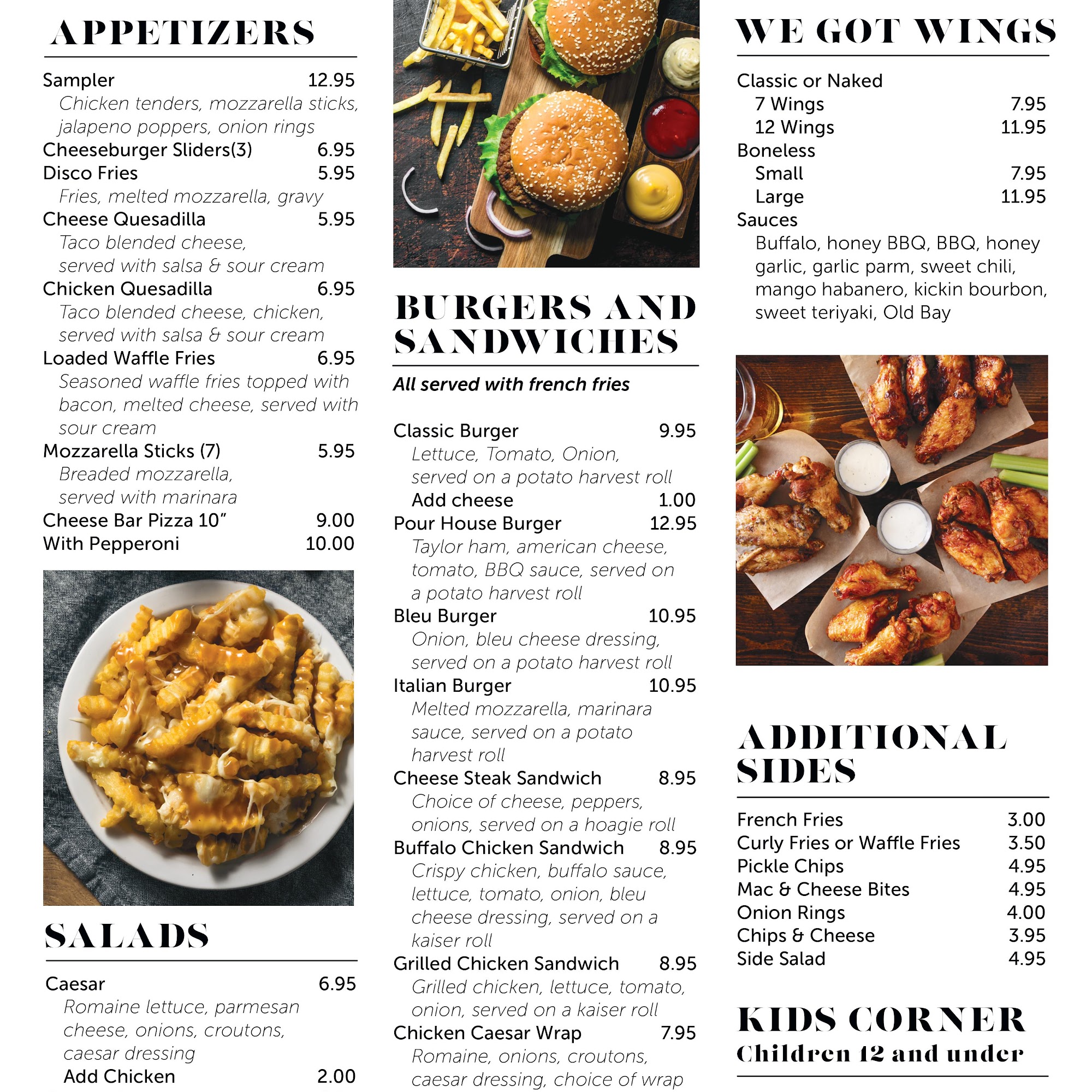 Sparta Pour House Menu