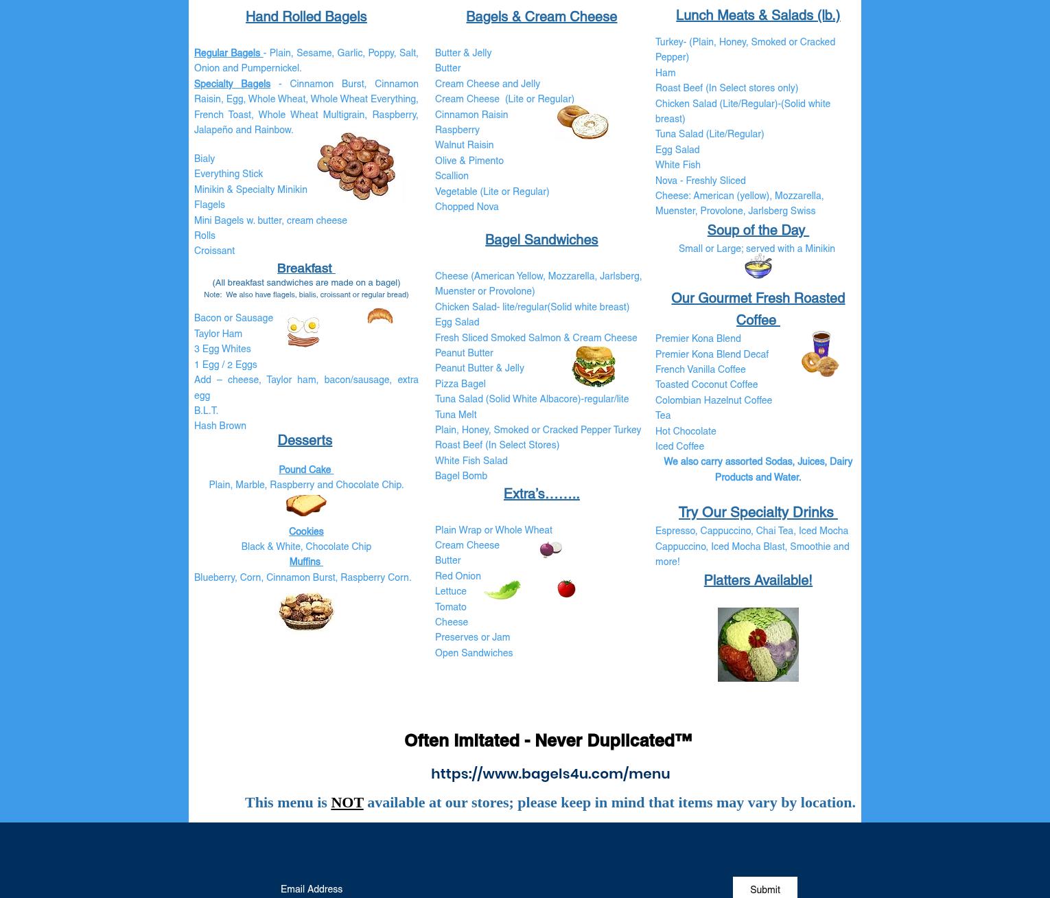 Bagels-4-U Headquarters (Not Retail Store) Menu