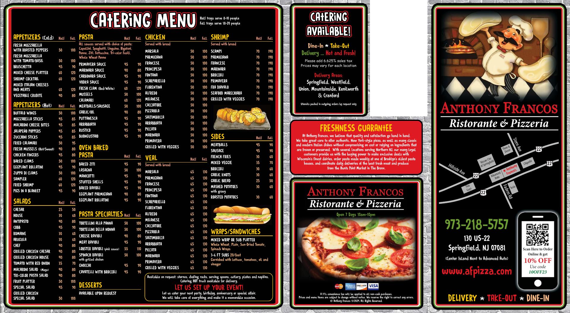Anthony Francos Pizza - Springfield Menu