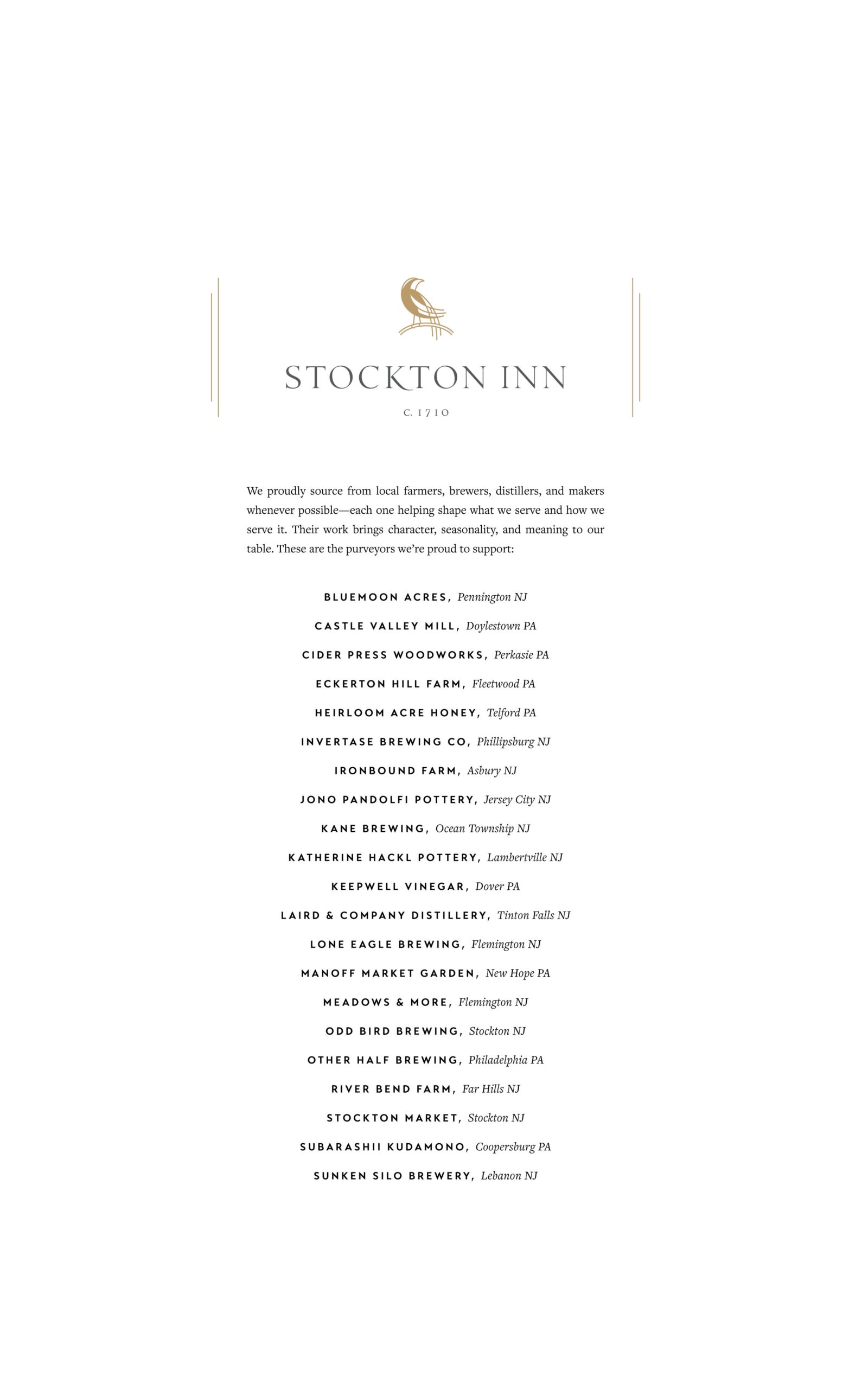 Finch at Stockton Inn Menu