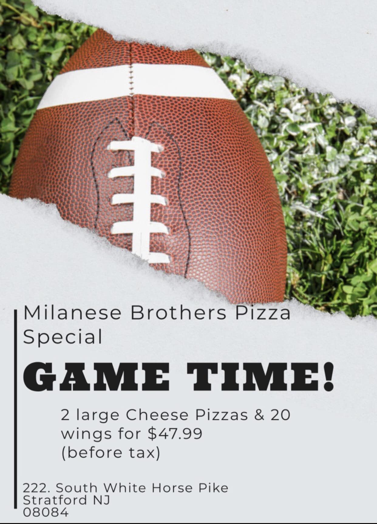 Milanese Brothers Pizza Menu