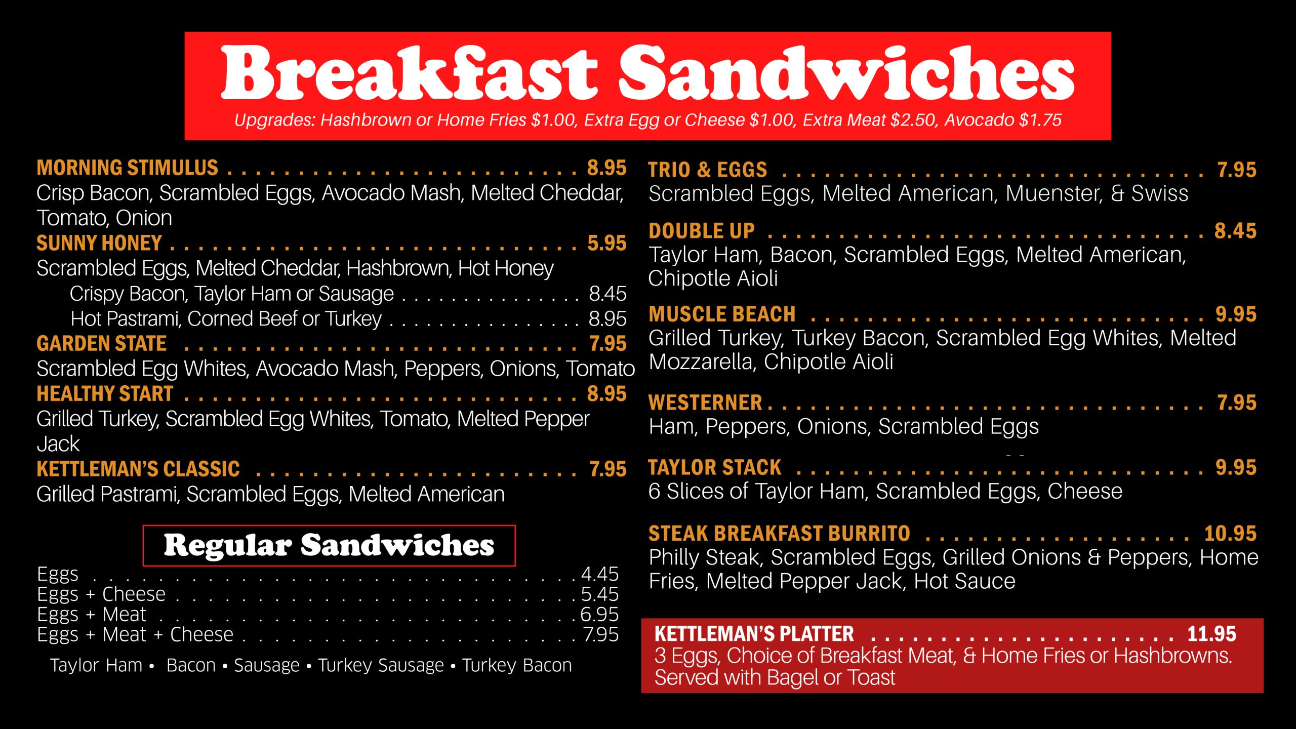 Kettleman's Bagels - SUMMIT Menu
