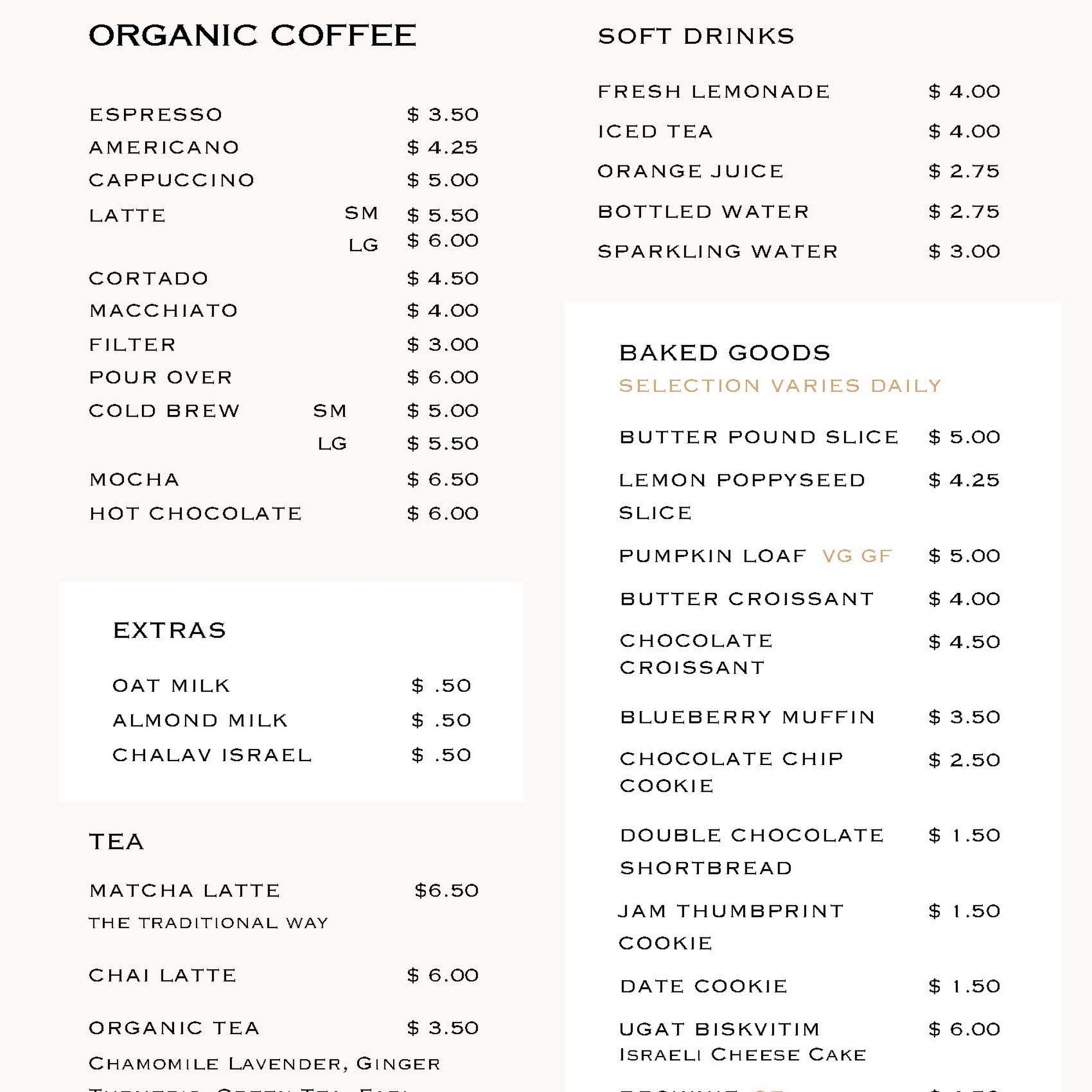 Cafe DeMi Menu