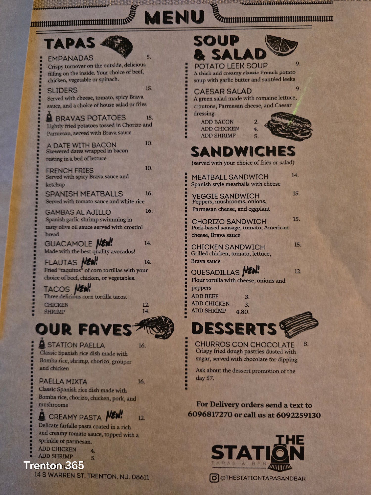 The Station Tapas & Bar Menu