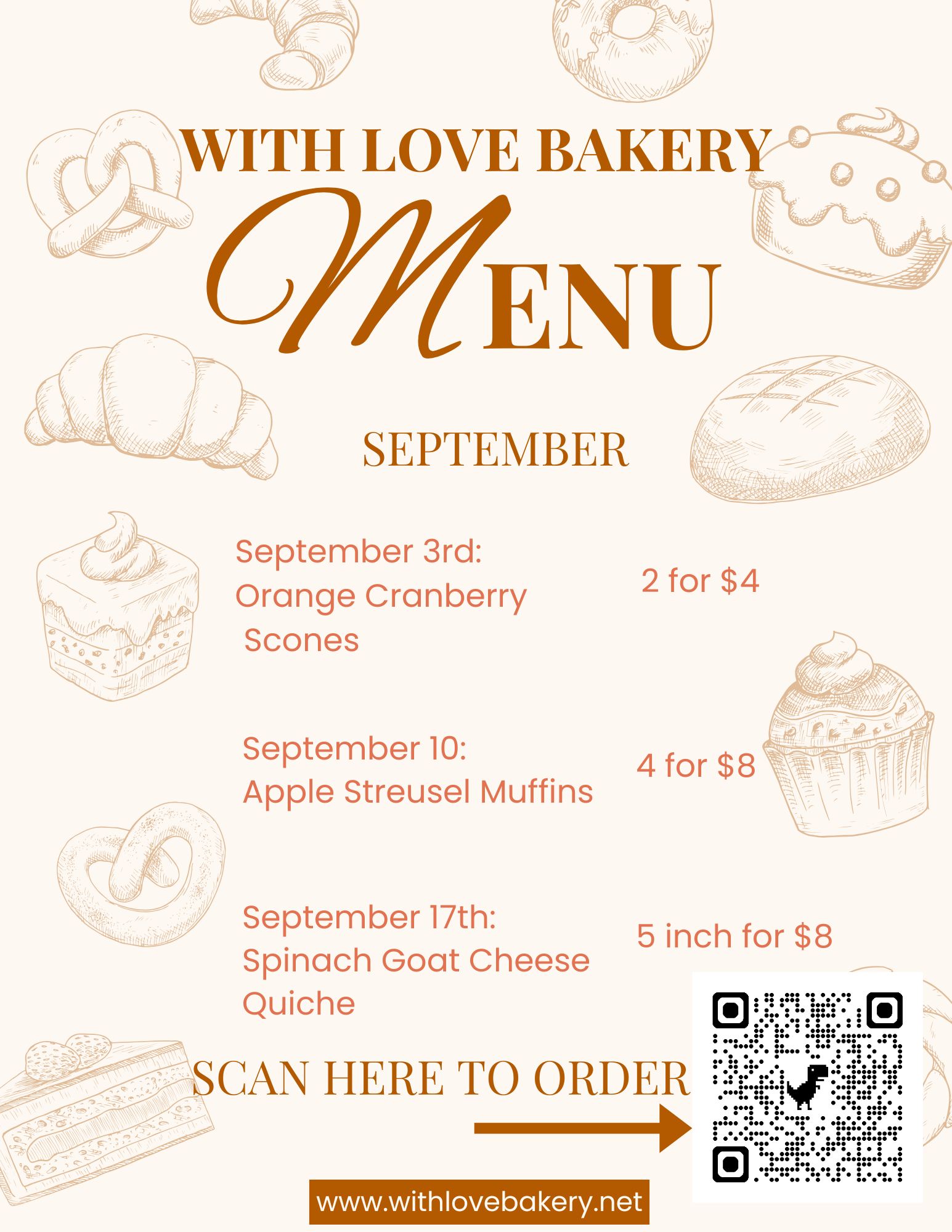 With Love Home Bakery Menu