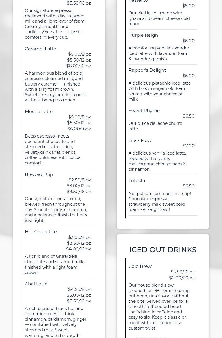 Roast & C.R.E.A.M. Menu