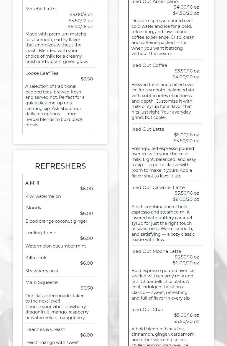 Roast & C.R.E.A.M. Menu