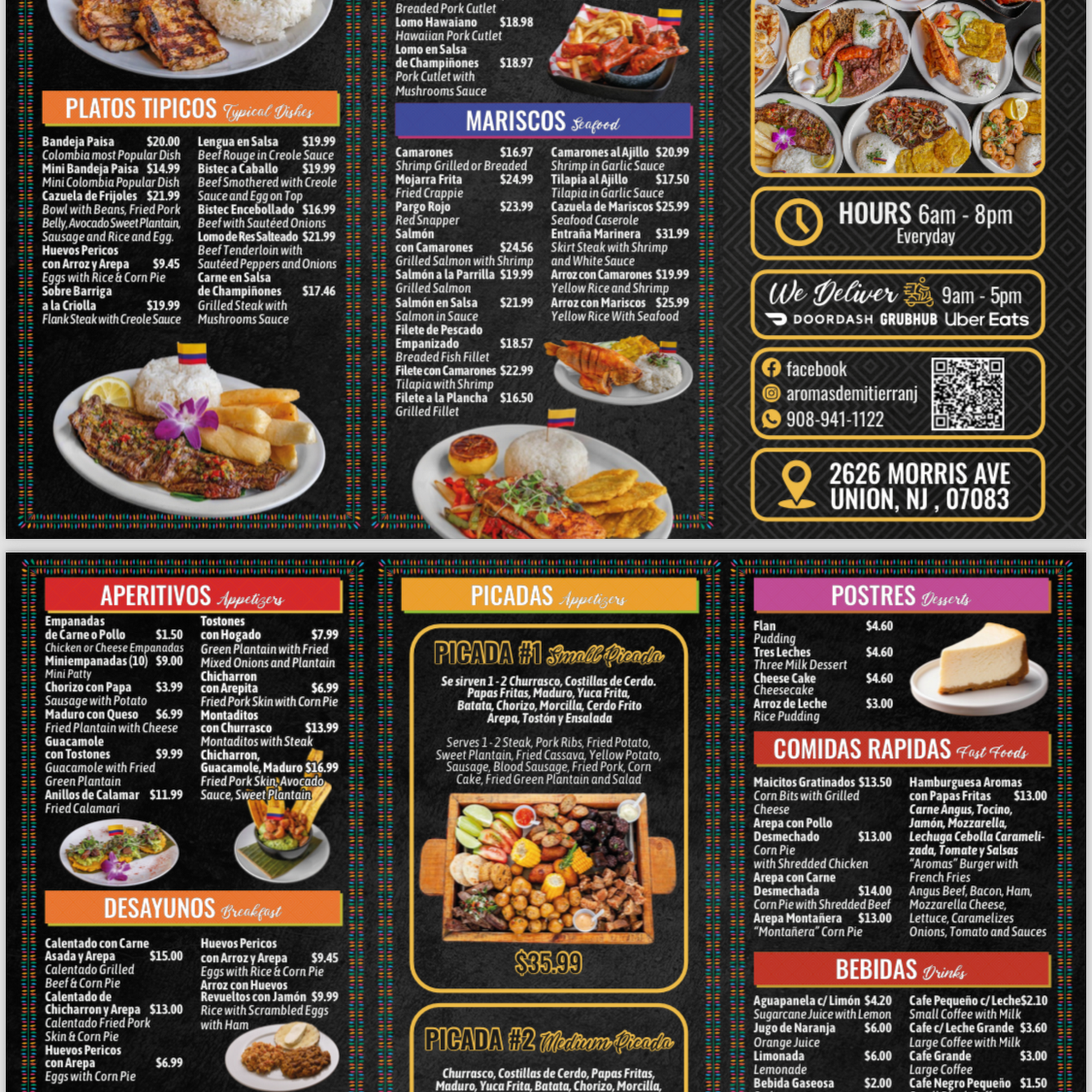 Aromas de mi tierra Menu