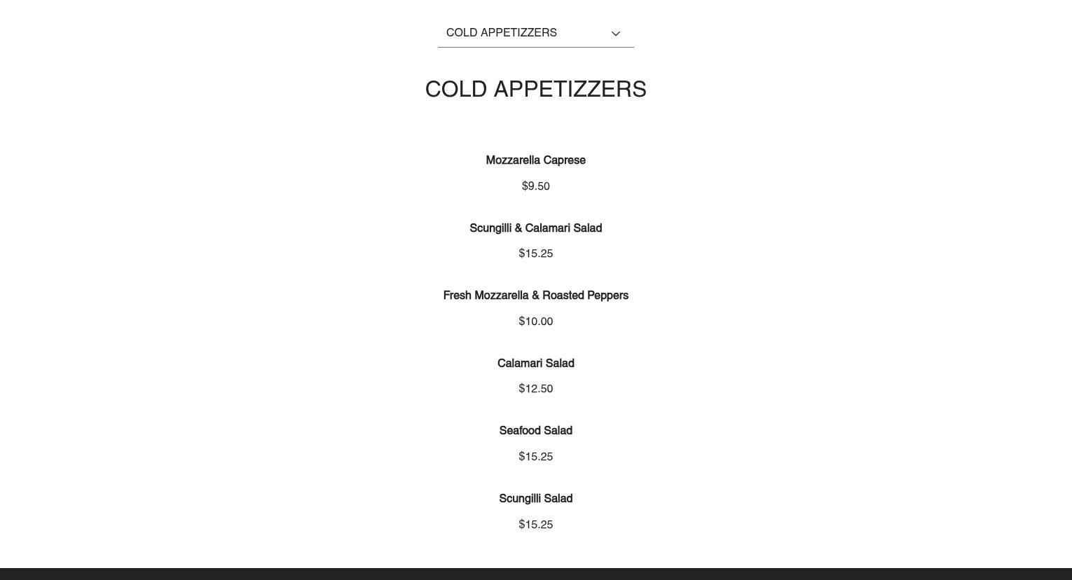 Trattoria La Strada Menu