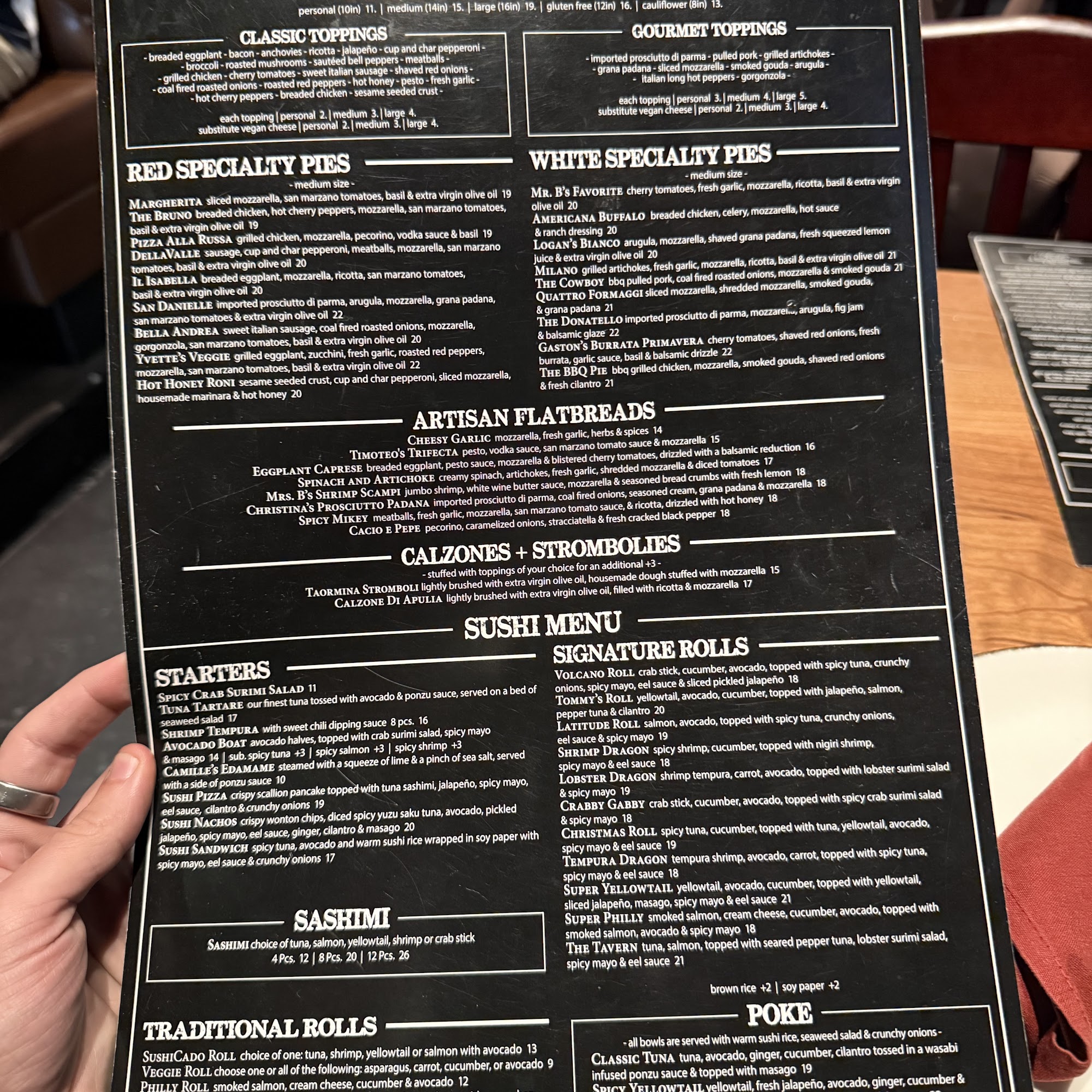 Tommy's Tavern + Tap Menu