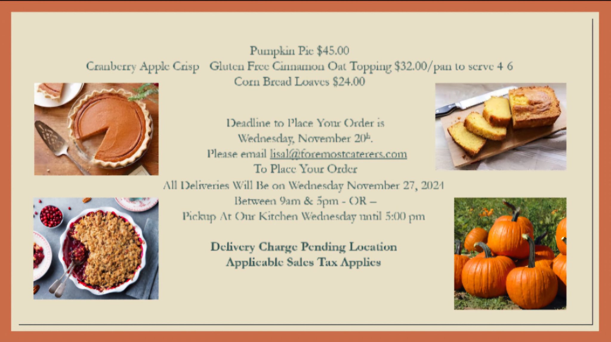 Foremost Glatt Kosher Caterers Menu