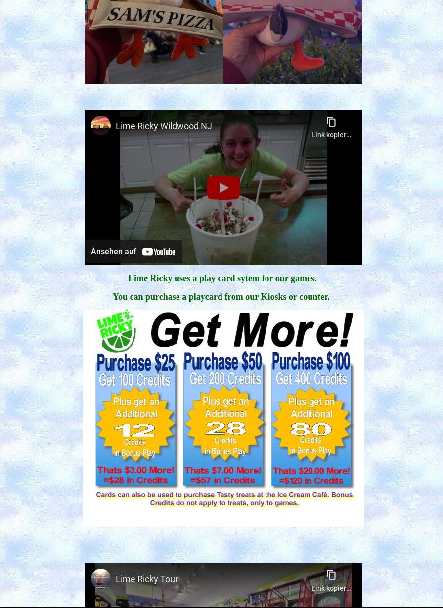 Lime Ricky World Menu