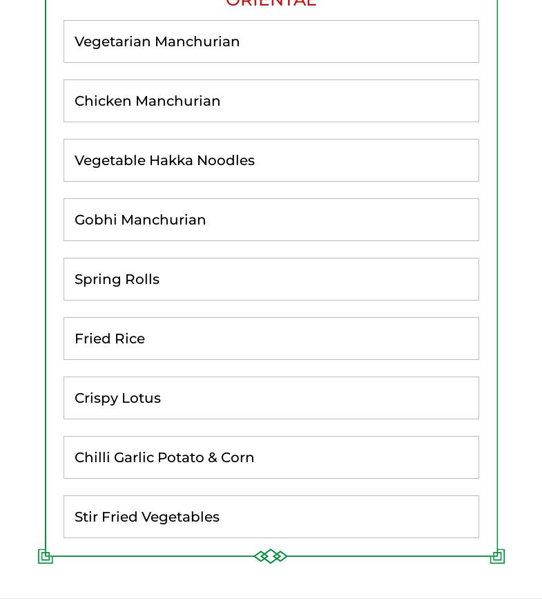 Minar Palace Restaurant Menu