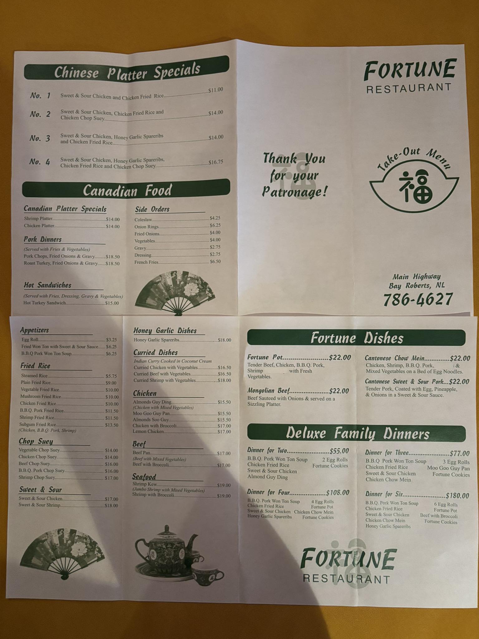 Fortune Restaurant Ltd Menu