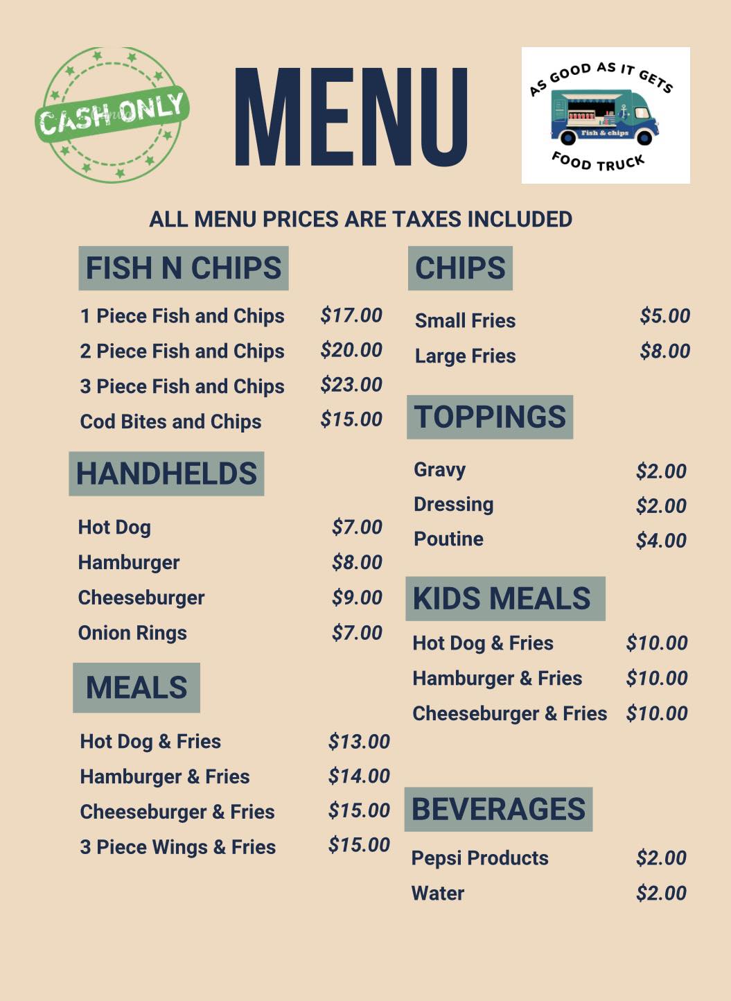 As Good As It Gets Menu