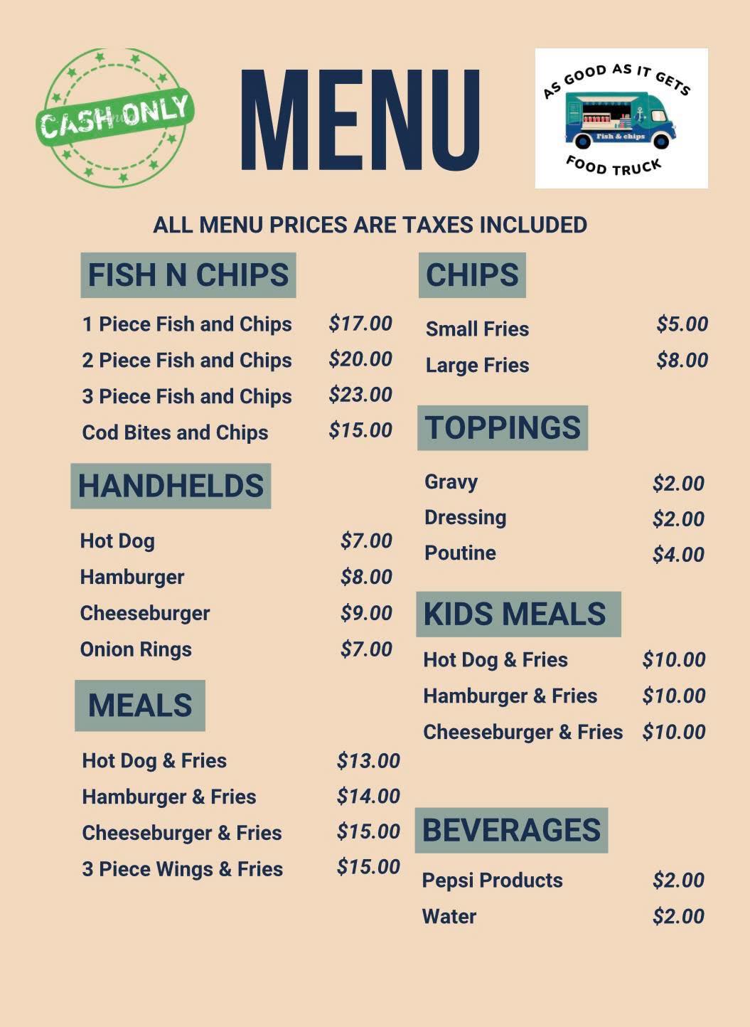 As Good As It Gets Menu