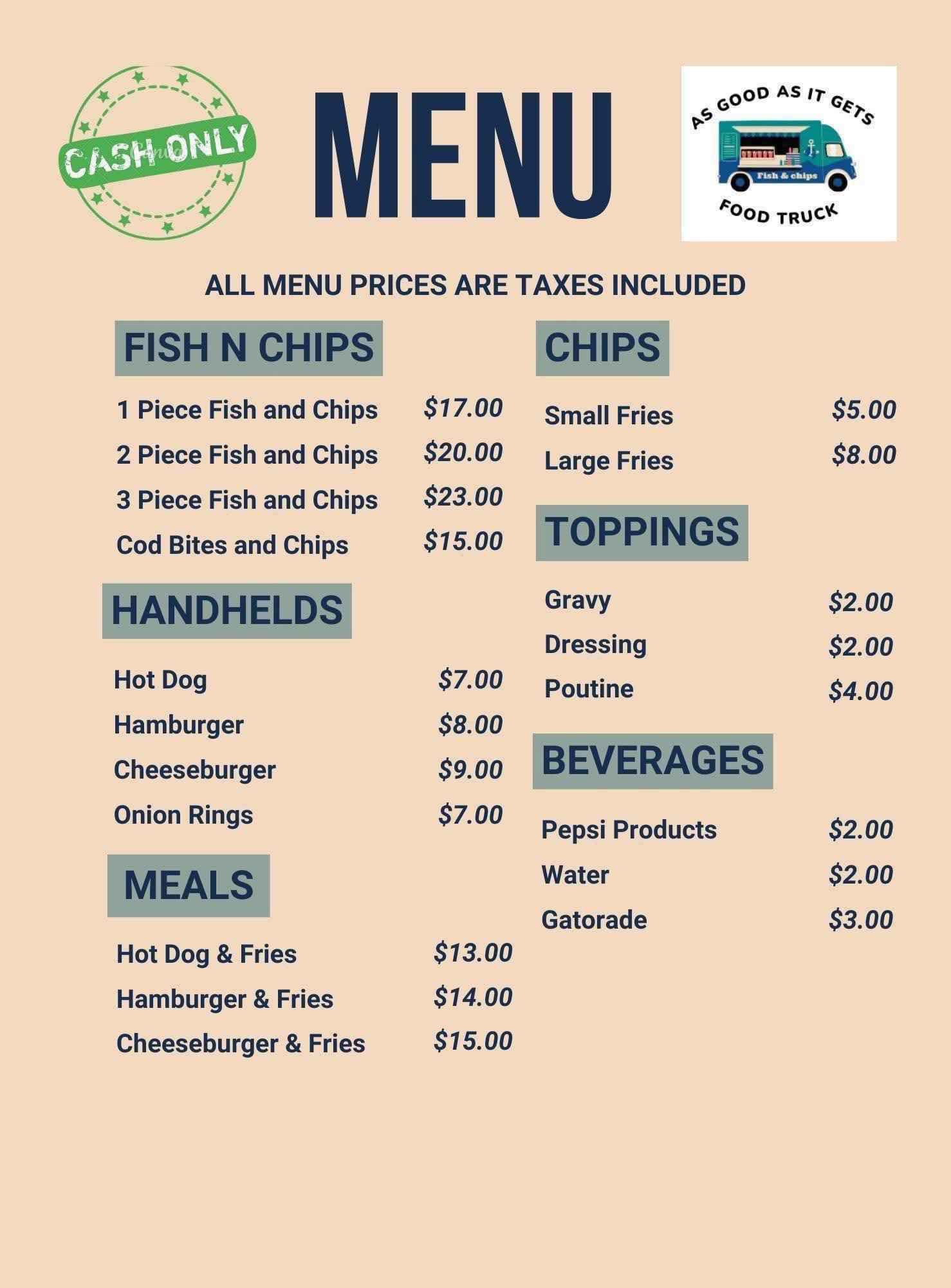 As Good As It Gets Menu