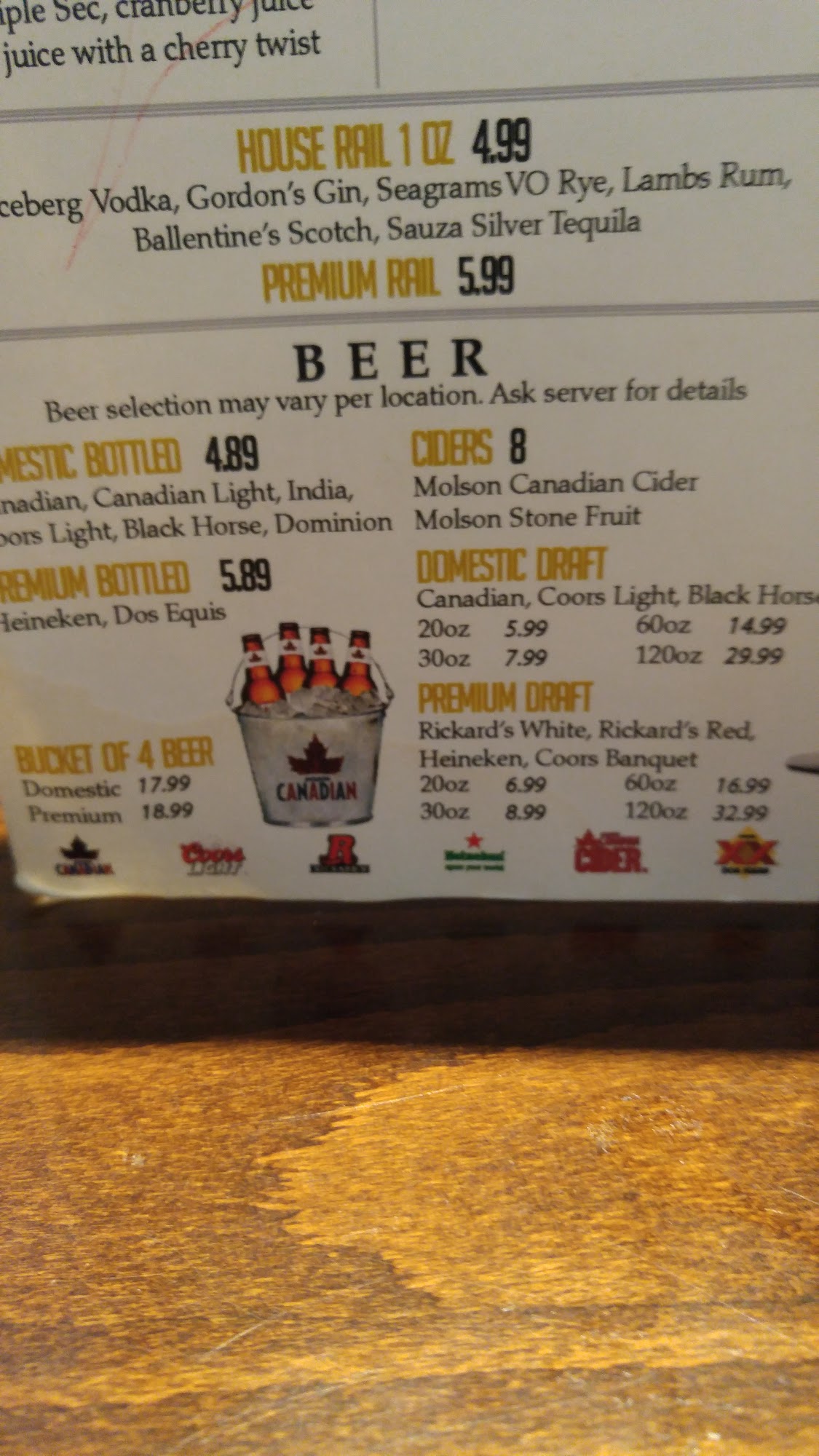 Wing 'n It Gander Menu