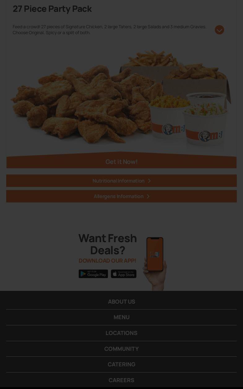 Mary Brown's Chicken & Taters Menu