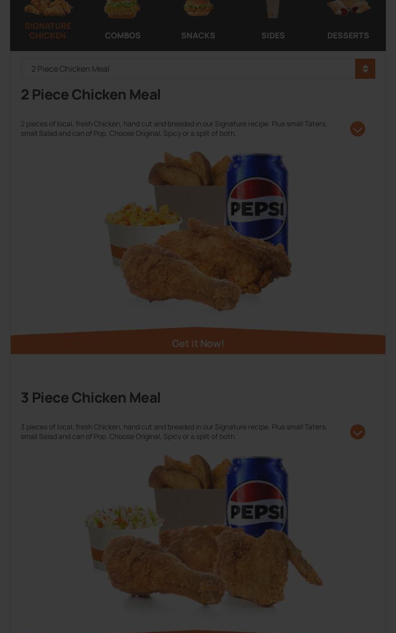Mary Brown's Chicken & Taters Menu