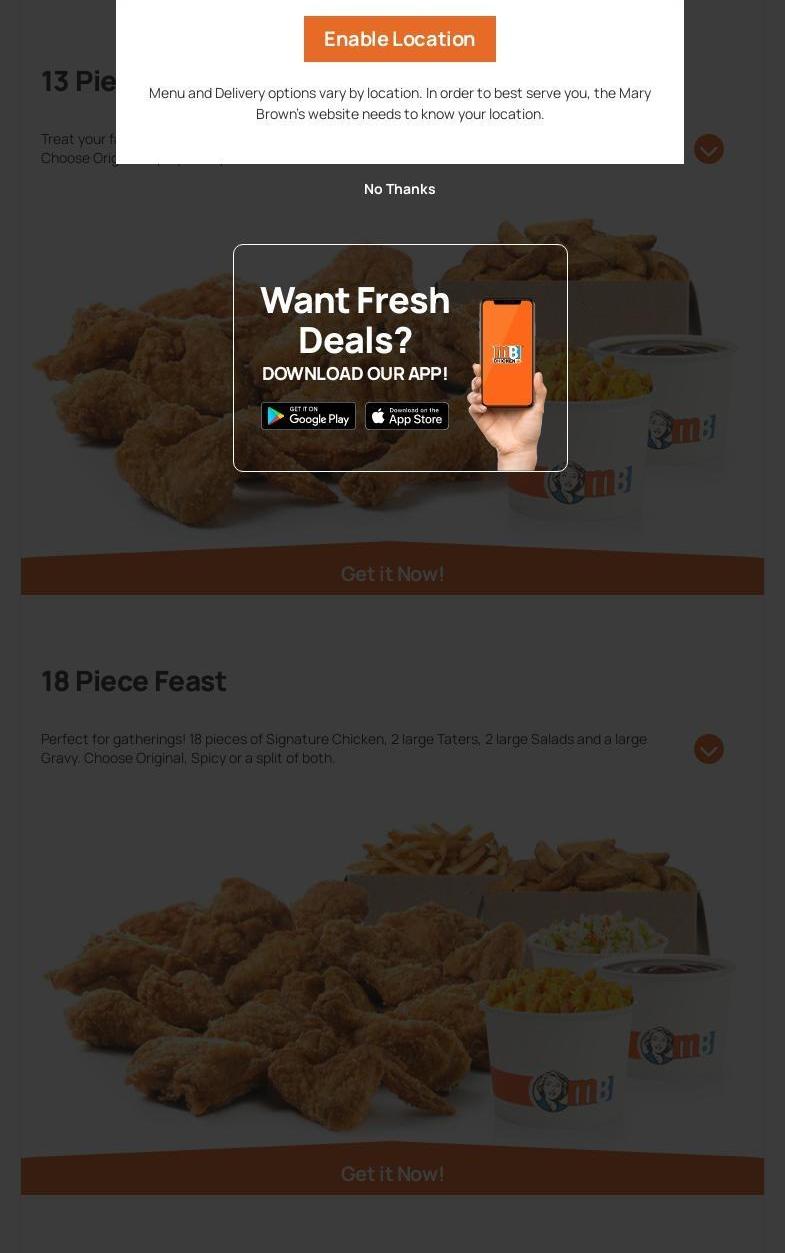 Mary Brown's Chicken & Taters Menu