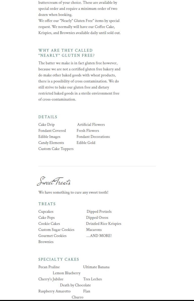Infinity Sweets Bakehouse & Cafe Menu