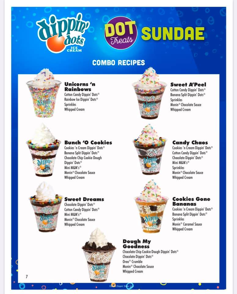Dippin' Dots Menu