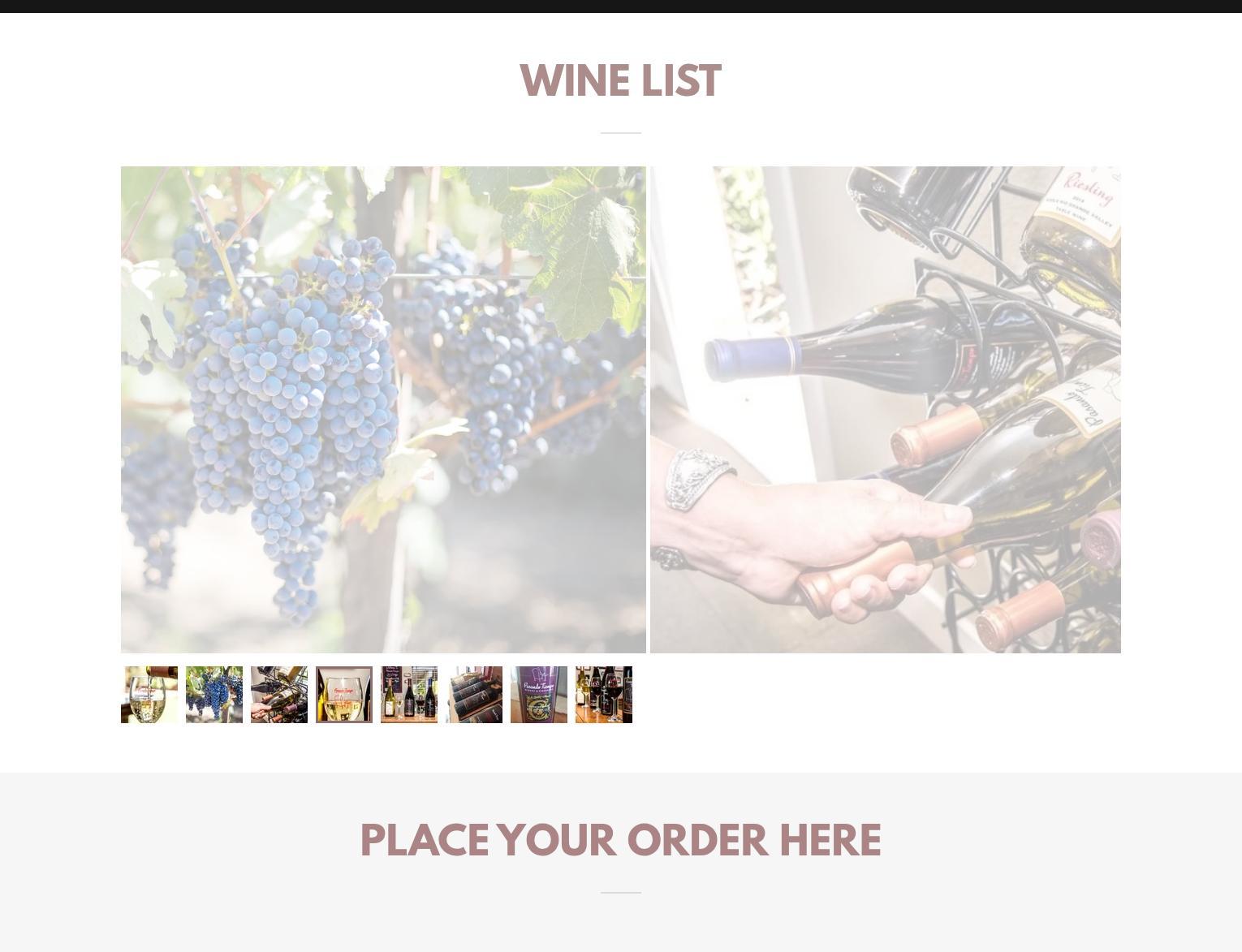 Pasando Tiempo Winery and Vineyards Menu