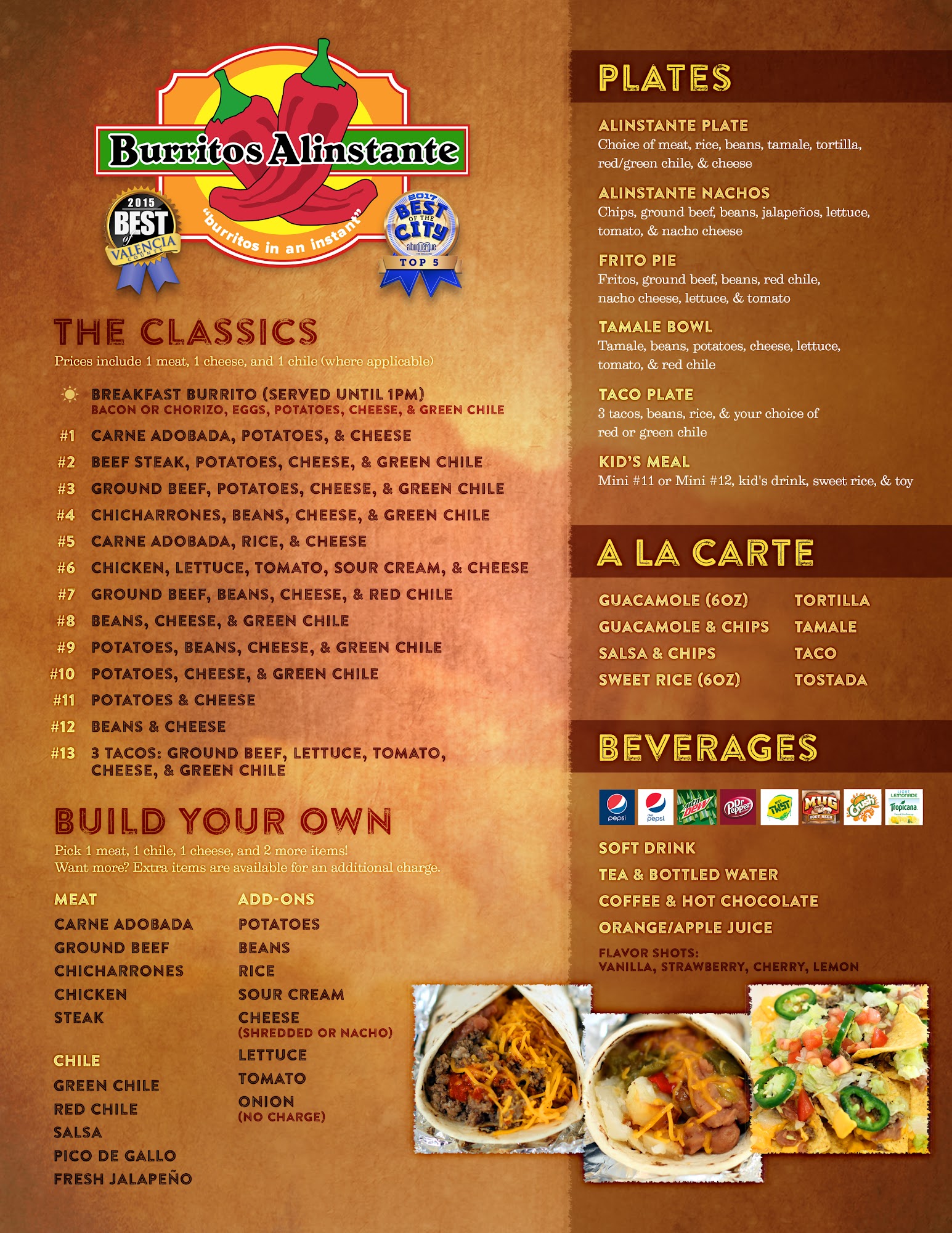 Burritos Alinstante Menu
