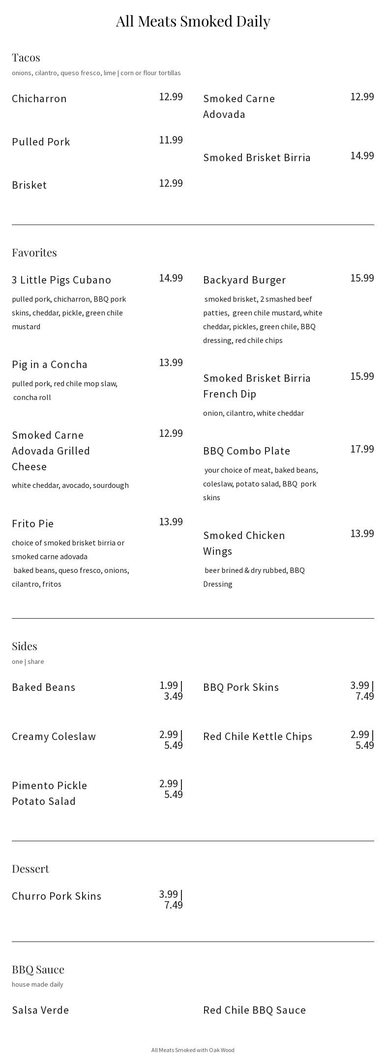 NewMex-A-Que Food Truck and Catering Menu
