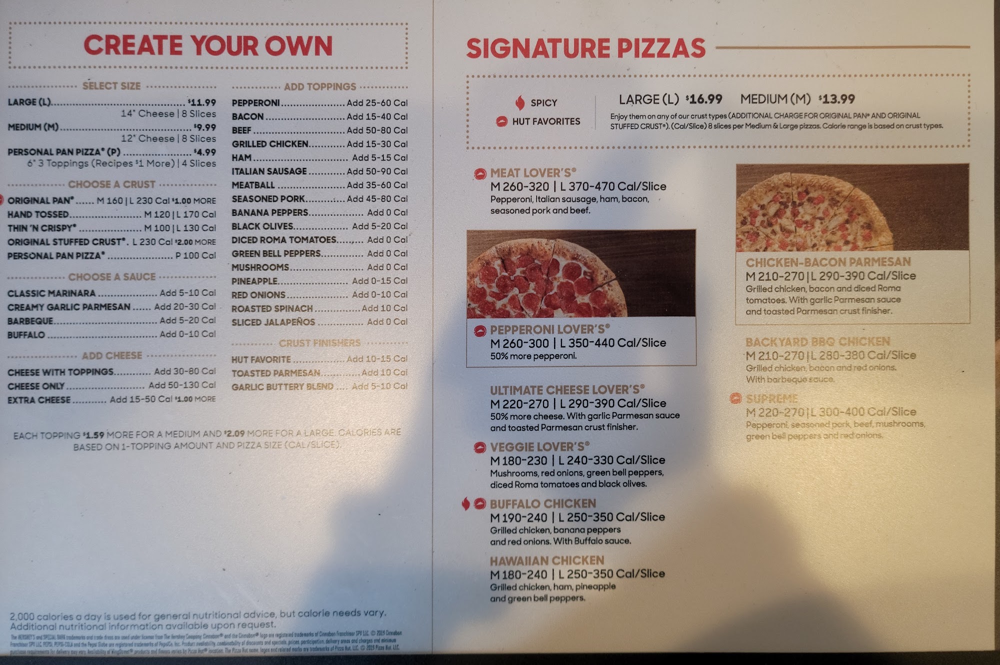 Pizza Hut Menu