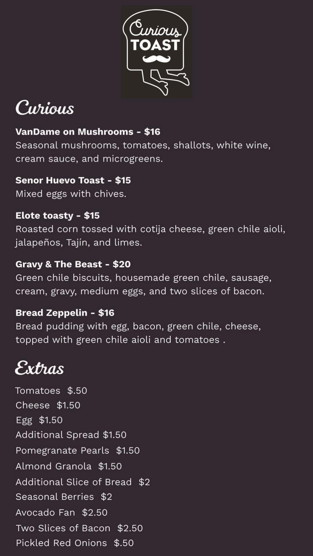 Workhorse Taproom Menu