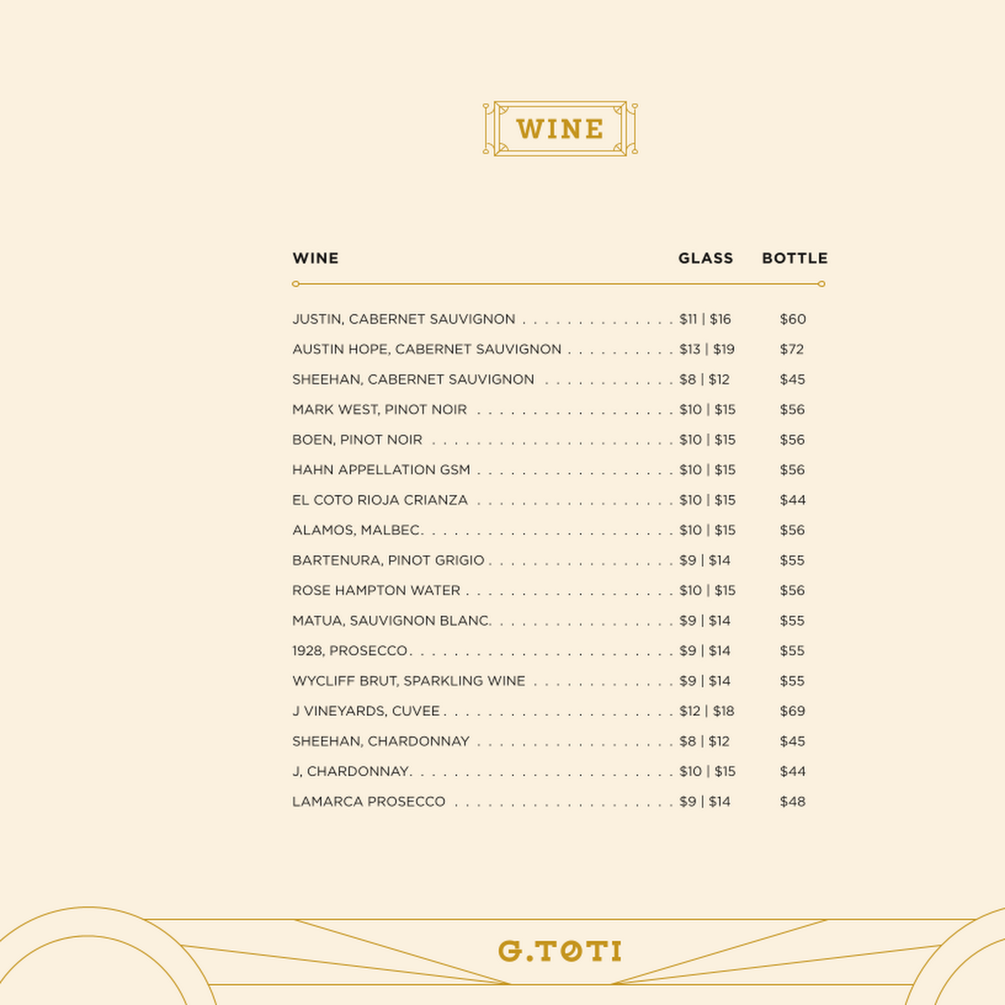 G. Toti Menu