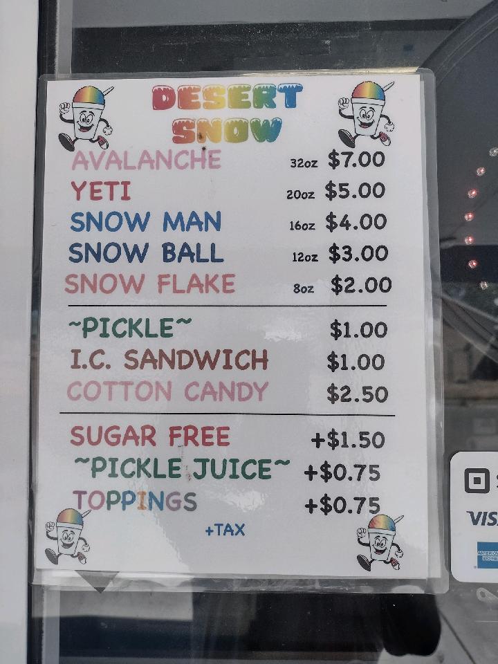 Desert Snow to Smoking Embers Menu